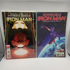 Marvel Comics Ultimate Comics & Invincible Ironman 1,2 Comic Books - Set of 2!